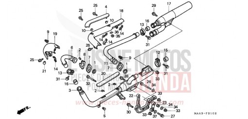 EXHAUST MUFFLER (VT1100C2) VT1100C2S de 1995